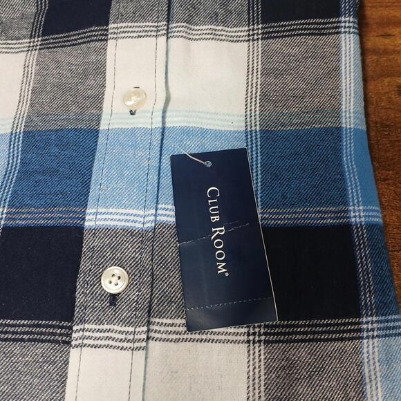Club Room Men's Blue Flannel Button Up Shirt Size Small - Picture 3 of 6